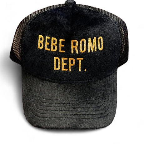 SUEDE TRUCKER HAT-BEBE ROMO DEPT.